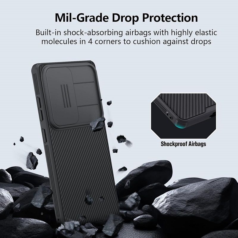 Nillkin-Protective Case With Camera The Lens Sliding Cover for Samsung Galaxy S25 Ultra, Hard PC TPU Ultra-Thin Scratch Resistant Phone Case