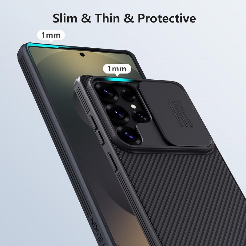 Nillkin-Protective Case With Camera The Lens Sliding Cover for Samsung Galaxy S25 Ultra, Hard PC TPU Ultra-Thin Scratch Resistant Phone Case