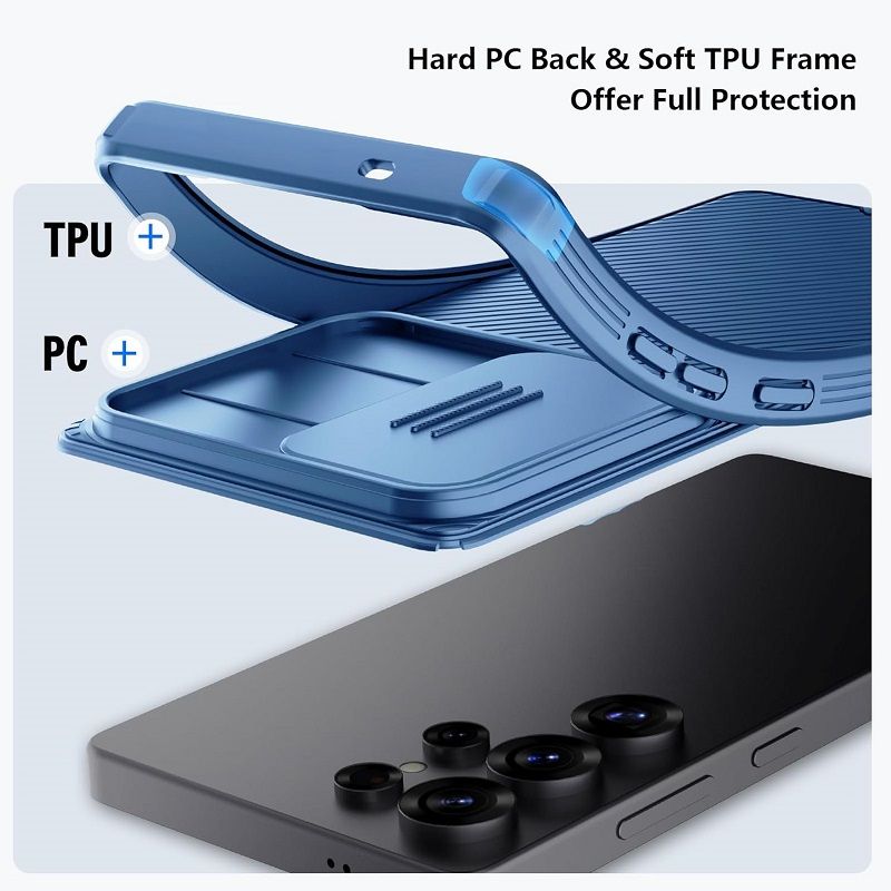 Nillkin-Protective Case With Camera The Lens Sliding Cover for Samsung Galaxy S25 Ultra, Hard PC TPU Ultra-Thin Scratch Resistant Phone Case