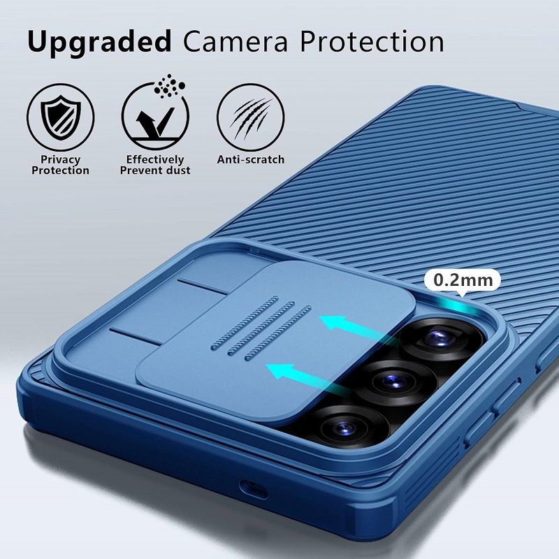 Nillkin-Protective Case With Camera The Lens Sliding Cover for Samsung Galaxy S25 Ultra, Hard PC TPU Ultra-Thin Scratch Resistant Phone Case