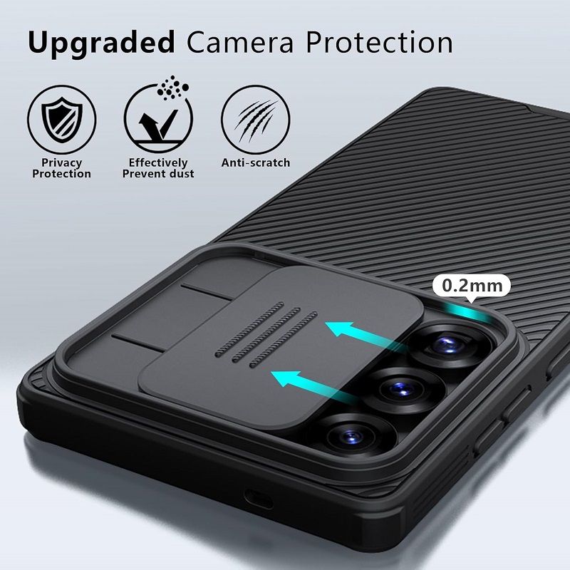 Nillkin-Protective Case With Camera The Lens Sliding Cover for Samsung Galaxy S25 Ultra, Hard PC TPU Ultra-Thin Scratch Resistant Phone Case