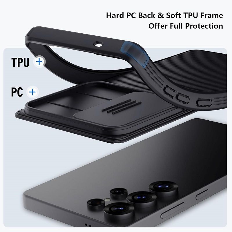 Nillkin-Protective Case With Camera The Lens Sliding Cover for Samsung Galaxy S25 Ultra, Hard PC TPU Ultra-Thin Scratch Resistant Phone Case