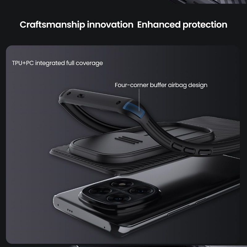 Nillkin-Protective Case With Camera The Lens Sliding Cover for Xiaomi Redmi Note 14 Pro+/Plus 5G, Hard PC TPU Ultra-Thin Scratch Resistant Phone Case