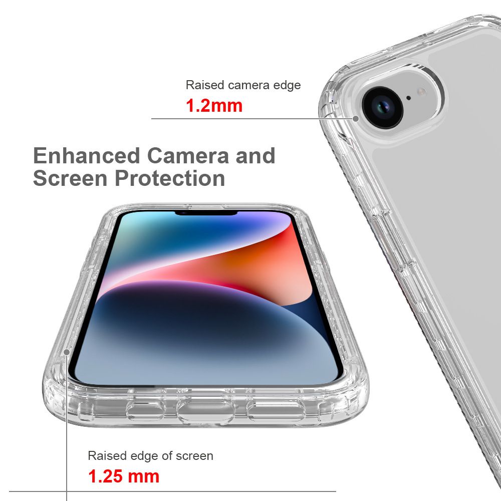 Cover for iPhone 16e SE4 16 Plus 16 Pro MAX 15 14 Plus 15 14 13 Mini 12 11 Pro Max XS Max XS X XR 8 7 Plus Transparent Multi-Color 2 in 1 Soft Hard Combination Fall Prevention Phone Case
