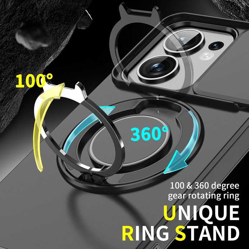 Luxury Slide Camera Lens Cover For OPPO Reno 13F 5G Vehicle-Mounted Magnetic Kickstand Case