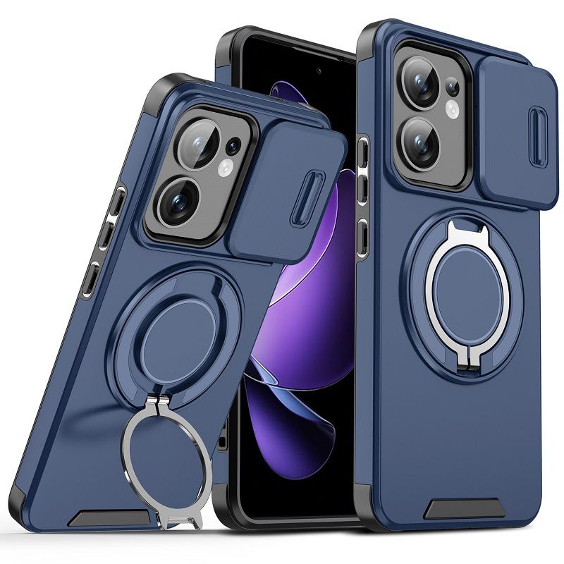 Luxury Slide Camera Lens Cover For OPPO Reno 13F 5G Vehicle-Mounted Magnetic Kickstand Case