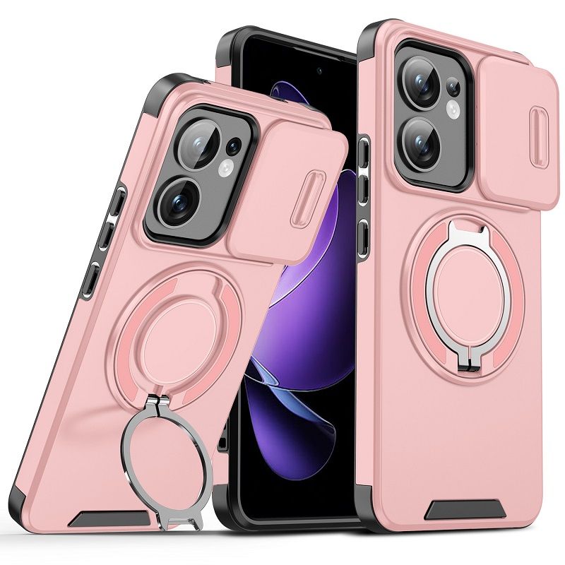Luxury Slide Camera Lens Cover For OPPO Reno 13F 5G Vehicle-Mounted Magnetic Kickstand Case