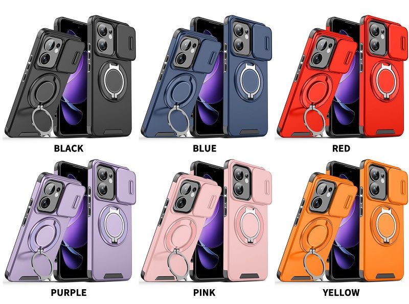 Luxury Slide Camera Lens Cover For OPPO Reno 13F 5G Vehicle-Mounted Magnetic Kickstand Case