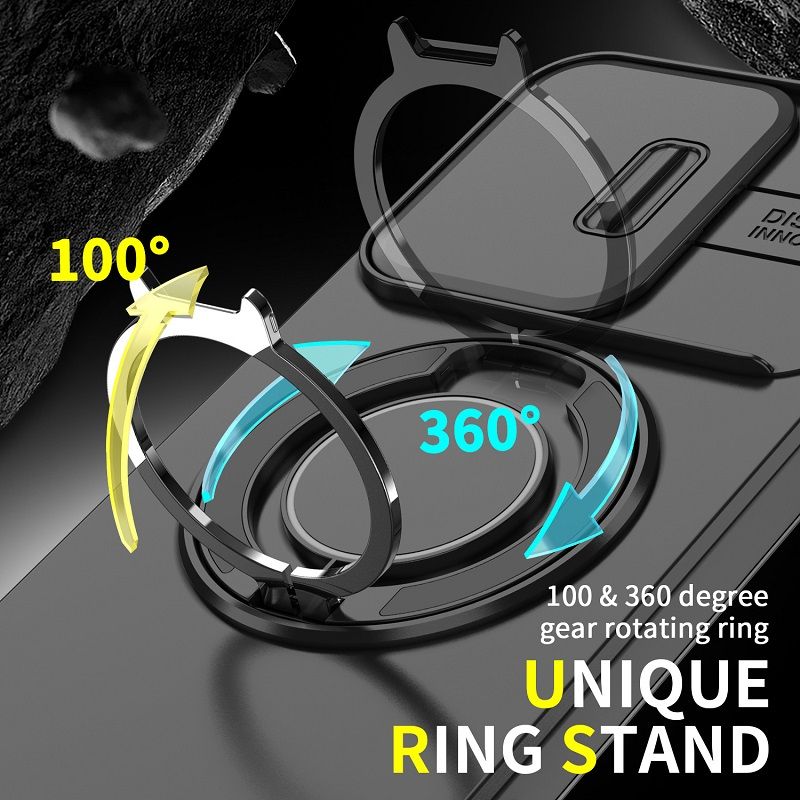 Luxury Slide Camera Lens Cover For OPPO Reno 13 5G, Reno 13 Pro 5G Vehicle-Mounted Magnetic Kickstand Case