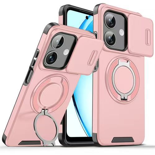 Luxury Slide Camera Lens Cover For OPPO A3 A3X A40 Vehicle-Mounted Magnetic Kickstand Case