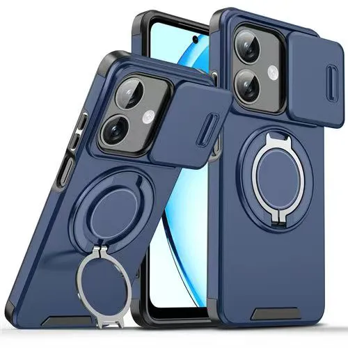 Luxury Slide Camera Lens Cover For OPPO A3 A3X A40 Vehicle-Mounted Magnetic Kickstand Case