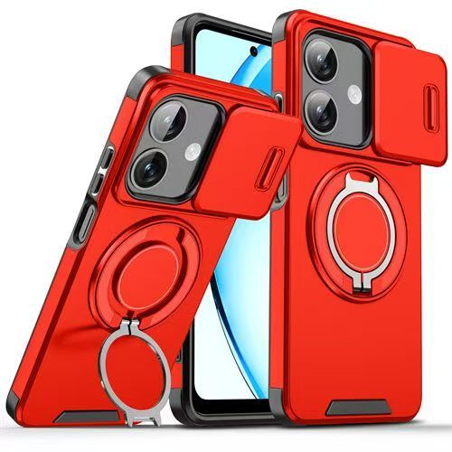 Luxury Slide Camera Lens Cover For OPPO A3 A3X A40 Vehicle-Mounted Magnetic Kickstand Case