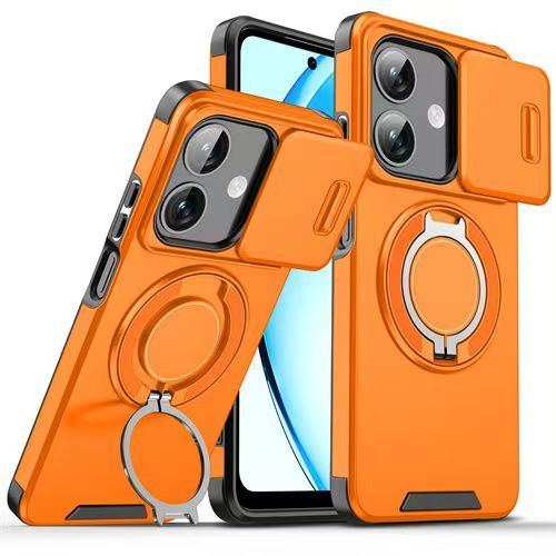 Luxury Slide Camera Lens Cover For OPPO A3 A3X A40 Vehicle-Mounted Magnetic Kickstand Case
