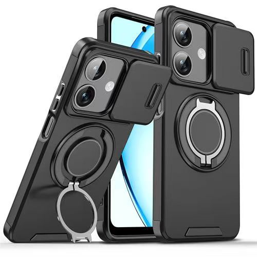 Luxury Slide Camera Lens Cover For OPPO A3 A3X A40 Vehicle-Mounted Magnetic Kickstand Case