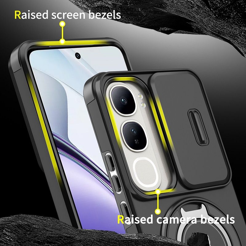 Luxury Slide Camera Lens Cover For Vivo V50 LIte V40 Lite V40 V40 Pro Vehicle-Mounted Magnetic Kickstand Case