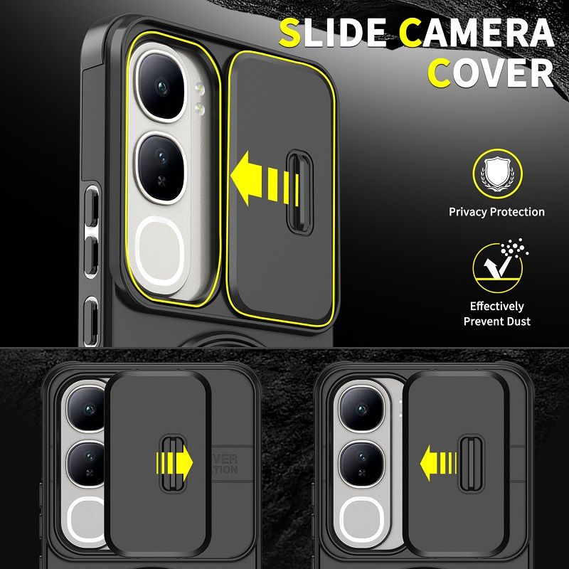 Luxury Slide Camera Lens Cover For Vivo V50 LIte V40 Lite V40 V40 Pro Vehicle-Mounted Magnetic Kickstand Case