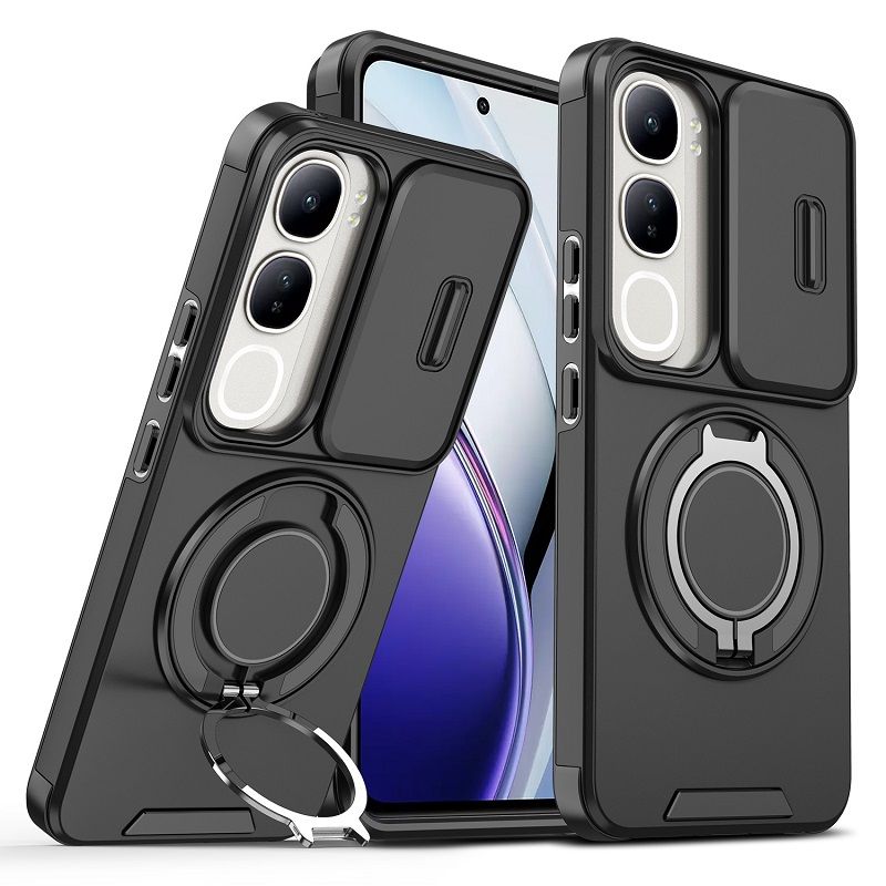 Luxury Slide Camera Lens Cover For Vivo V50 LIte V40 Lite V40 V40 Pro Vehicle-Mounted Magnetic Kickstand Case