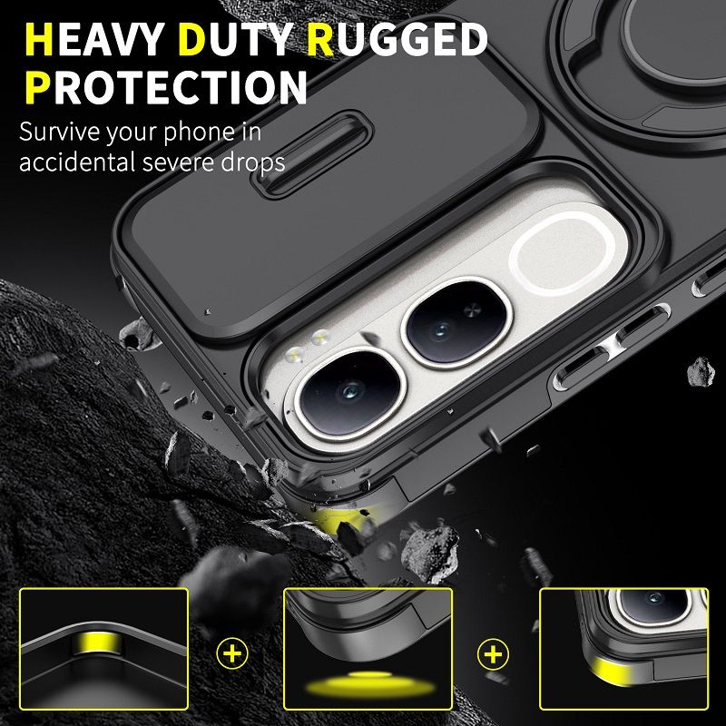 Luxury Slide Camera Lens Cover For Vivo V50 LIte V40 Lite V40 V40 Pro Vehicle-Mounted Magnetic Kickstand Case