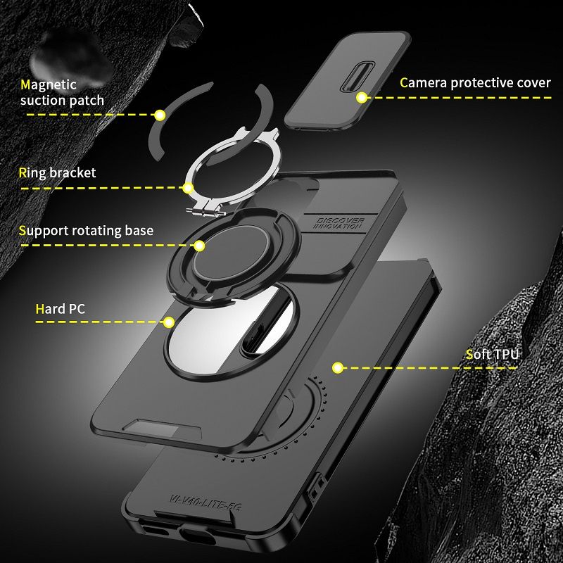 Luxury Slide Camera Lens Cover For Vivo V50 LIte V40 Lite V40 V40 Pro Vehicle-Mounted Magnetic Kickstand Case