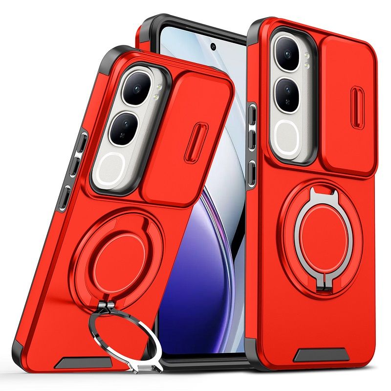 Luxury Slide Camera Lens Cover For Vivo V50 LIte V40 Lite V40 V40 Pro Vehicle-Mounted Magnetic Kickstand Case