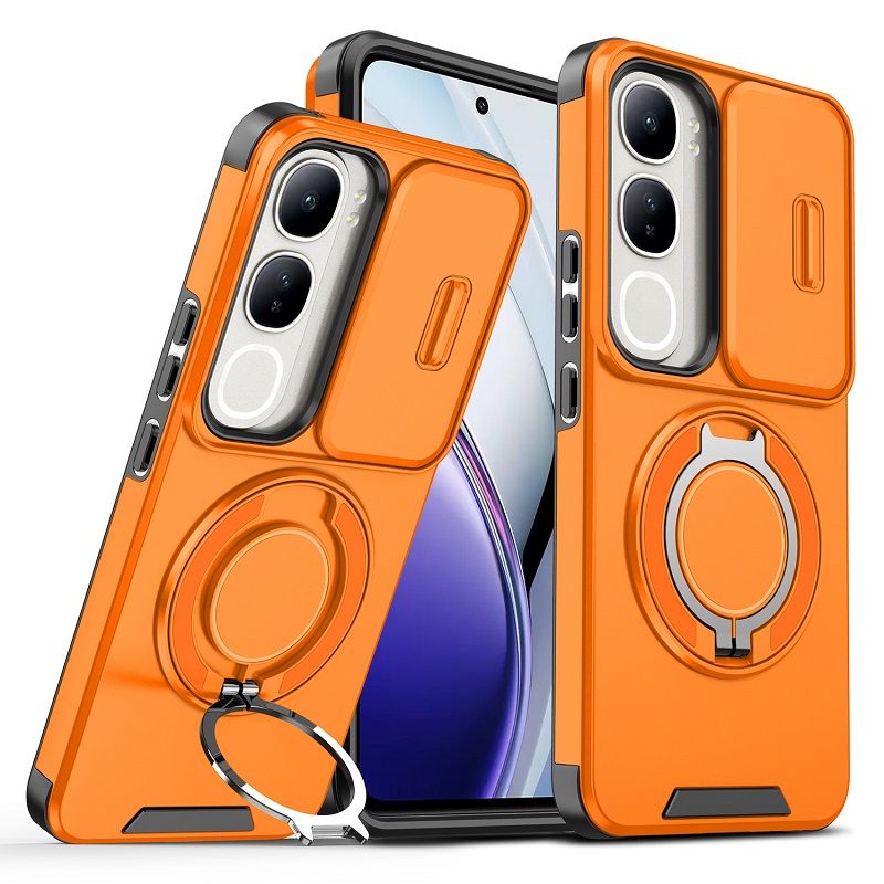 Luxury Slide Camera Lens Cover For Vivo V50 LIte V40 Lite V40 V40 Pro Vehicle-Mounted Magnetic Kickstand Case