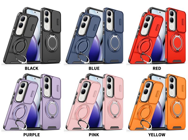 Luxury Slide Camera Lens Cover For Vivo V50 LIte V40 Lite V40 V40 Pro Vehicle-Mounted Magnetic Kickstand Case