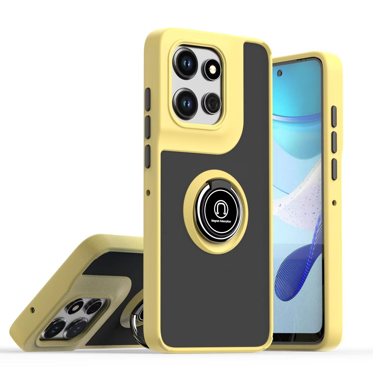 Case for Motorola Edge 50 Pro Shockproof Full Cover Transparent Matte TPU PC Phone Case with Ring Holder