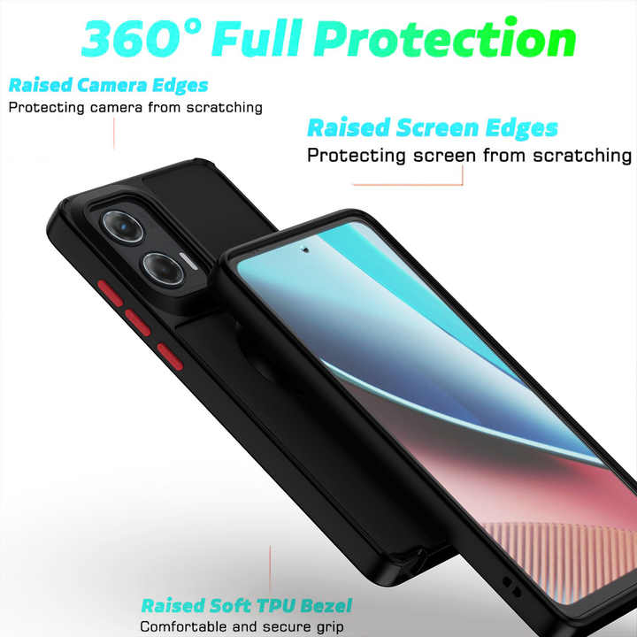 Case for Motorola Edge 50 Pro Shockproof Full Cover Transparent Matte TPU PC Phone Case with Ring Holder