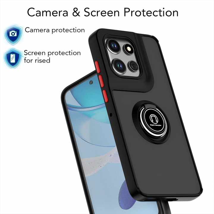Case for Motorola Edge 50 Pro Shockproof Full Cover Transparent Matte TPU PC Phone Case with Ring Holder