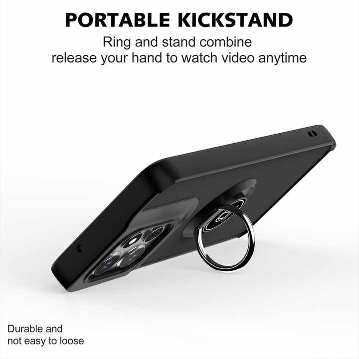 Case for Motorola Edge 50 Pro Shockproof Full Cover Transparent Matte TPU PC Phone Case with Ring Holder
