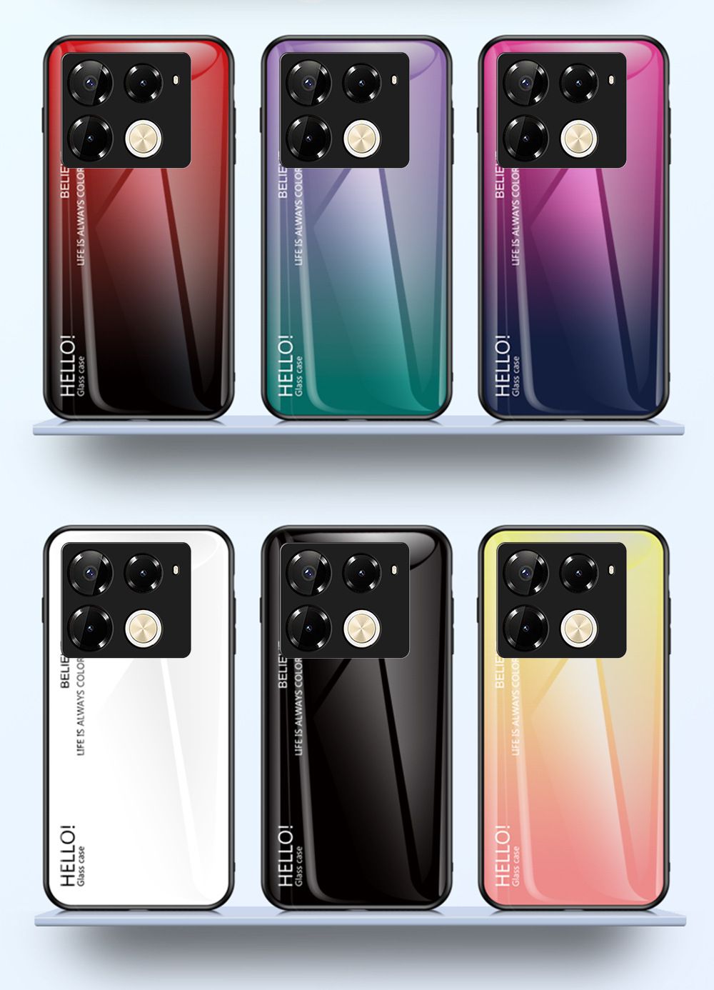 Luxury Gradient Color Phone Case for Infinix Note 50 Pro 4G,Hot 50 Pro Plus Smart 8 Hot 50i Itel S25 Ultra Tecno Camon 30S Pro Tempered Glass Sublimation Phone Case