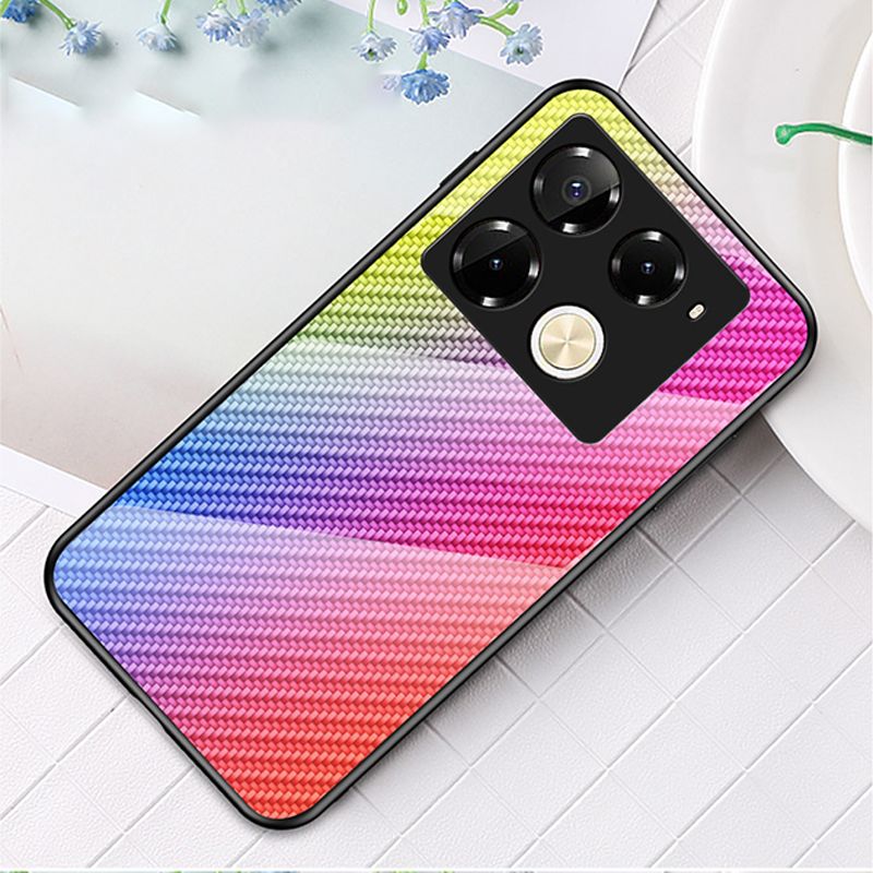Luxury Gradient Color Casing Cover for Infinix Note 50 Pro 4G,Hot 50 Pro Plus Smart 8 9 HD Hot 50i 30i Itel S25 Ultra Tecno Camon 30S Spark 20 Pro Plus Fiber Pattern Glass Painting Tempered Glass Case