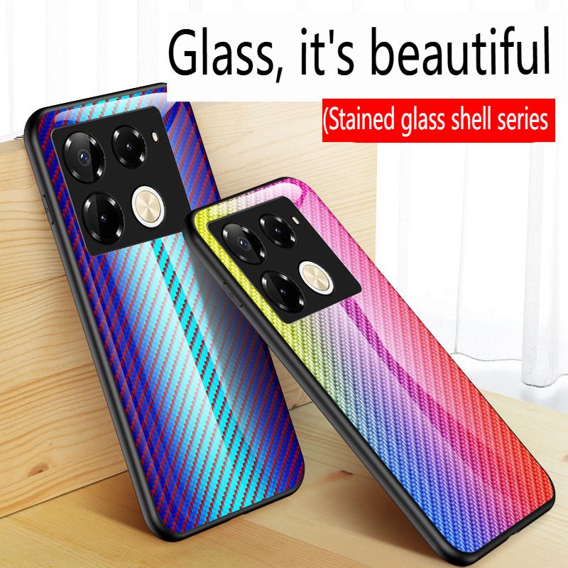 Luxury Gradient Color Casing Cover for Infinix Note 50 Pro 4G,Hot 50 Pro Plus Smart 8 9 HD Hot 50i 30i Itel S25 Ultra Tecno Camon 30S Spark 20 Pro Plus Fiber Pattern Glass Painting Tempered Glass Case