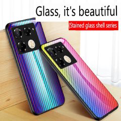 Luxury Gradient Color Casing Cover for Infinix Note 50 Pro 4G,Hot 50 Pro Plus Smart 8 9 HD Hot 50i 30i Itel S25 Ultra Tecno Camon 30S Spark 20 Pro Plus Fiber Pattern Glass Painting Tempered Glass Case
