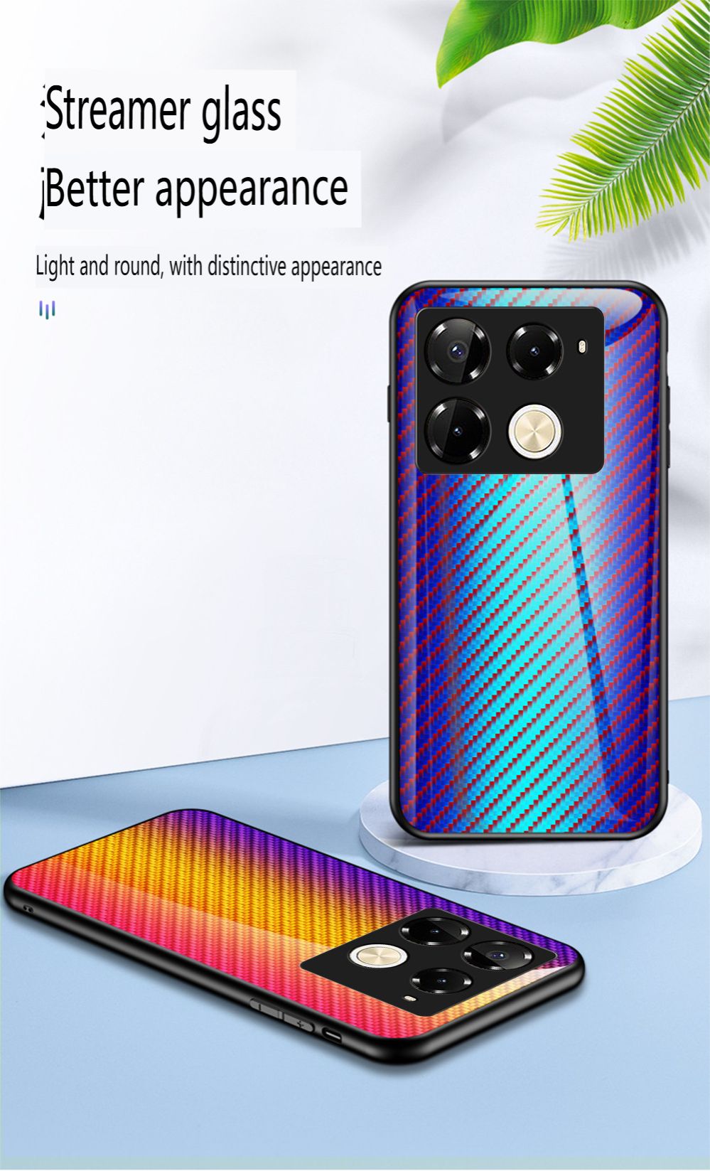 Luxury Gradient Color Casing Cover for Infinix Note 50 Pro 4G,Hot 50 Pro Plus Smart 8 9 HD Hot 50i 30i Itel S25 Ultra Tecno Camon 30S Spark 20 Pro Plus Fiber Pattern Glass Painting Tempered Glass Case