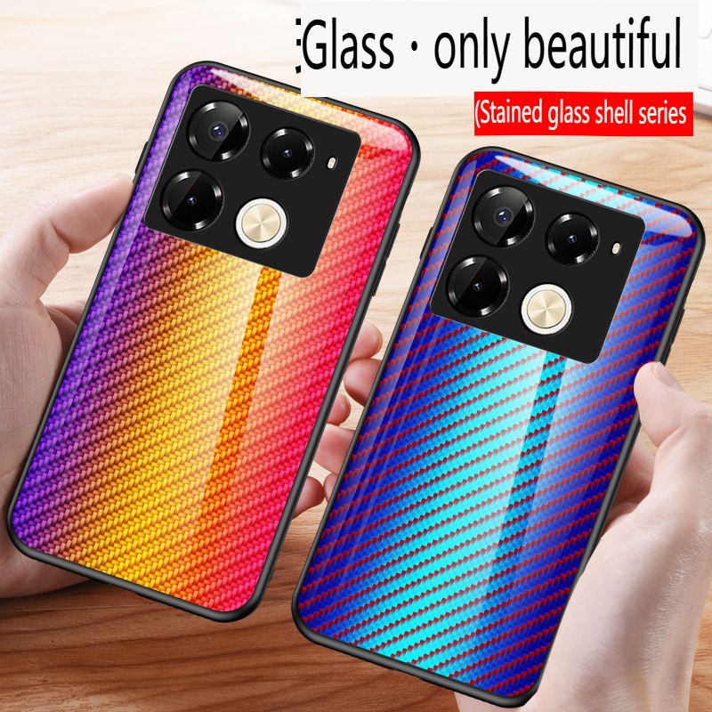 Luxury Gradient Color Casing Cover for Infinix Note 50 Pro 4G,Hot 50 Pro Plus Smart 8 9 HD Hot 50i 30i Itel S25 Ultra Tecno Camon 30S Spark 20 Pro Plus Fiber Pattern Glass Painting Tempered Glass Case