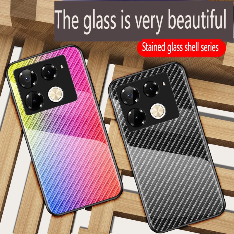 Luxury Gradient Color Casing Cover for Infinix Note 50 Pro 4G,Hot 50 Pro Plus Smart 8 9 HD Hot 50i 30i Itel S25 Ultra Tecno Camon 30S Spark 20 Pro Plus Fiber Pattern Glass Painting Tempered Glass Case