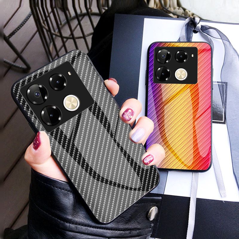Luxury Gradient Color Casing Cover for Infinix Note 50 Pro 4G,Hot 50 Pro Plus Smart 8 9 HD Hot 50i 30i Itel S25 Ultra Tecno Camon 30S Spark 20 Pro Plus Fiber Pattern Glass Painting Tempered Glass Case