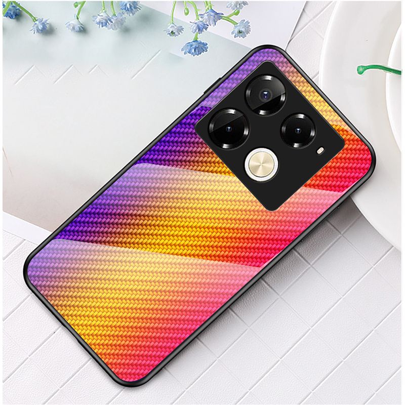 Luxury Gradient Color Casing Cover for Infinix Note 50 Pro 4G,Hot 50 Pro Plus Smart 8 9 HD Hot 50i 30i Itel S25 Ultra Tecno Camon 30S Spark 20 Pro Plus Fiber Pattern Glass Painting Tempered Glass Case