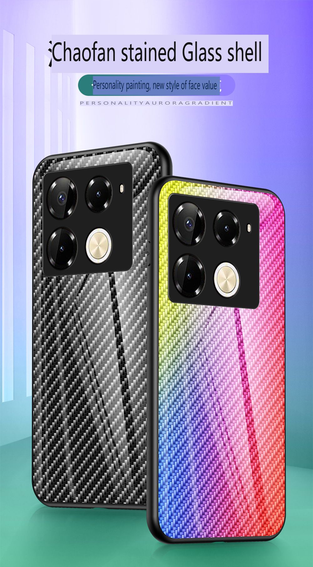 Luxury Gradient Color Casing Cover for Infinix Note 50 Pro 4G,Hot 50 Pro Plus Smart 8 9 HD Hot 50i 30i Itel S25 Ultra Tecno Camon 30S Spark 20 Pro Plus Fiber Pattern Glass Painting Tempered Glass Case