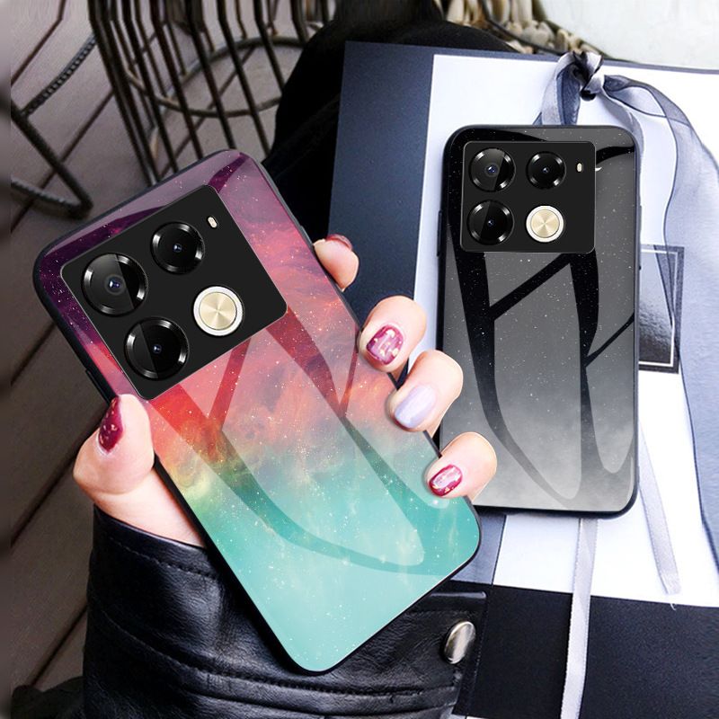 Luxury Gradient Color Casing Cover for Infinix Note 50 Pro 4G,Hot 50 Pro Plus Smart 8 9 HD Hot 50i 30i Itel S25 Ultra Tecno Camon 30S 20 Pro Plus Starry Sky Painting Tempered Glass Back Cover