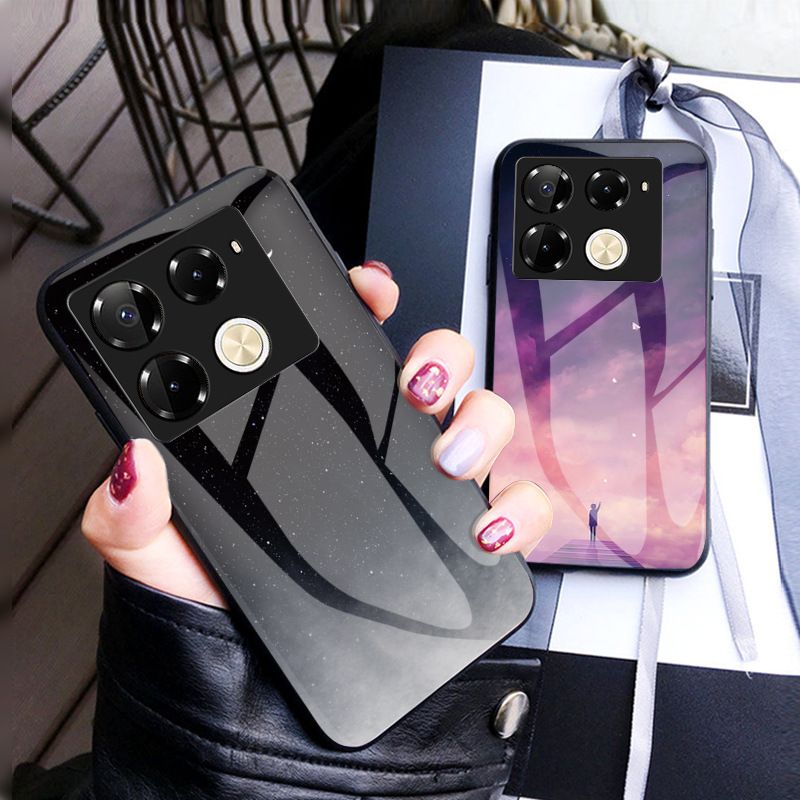 Luxury Gradient Color Casing Cover for Infinix Note 50 Pro 4G,Hot 50 Pro Plus Smart 8 9 HD Hot 50i 30i Itel S25 Ultra Tecno Camon 30S 20 Pro Plus Starry Sky Painting Tempered Glass Back Cover
