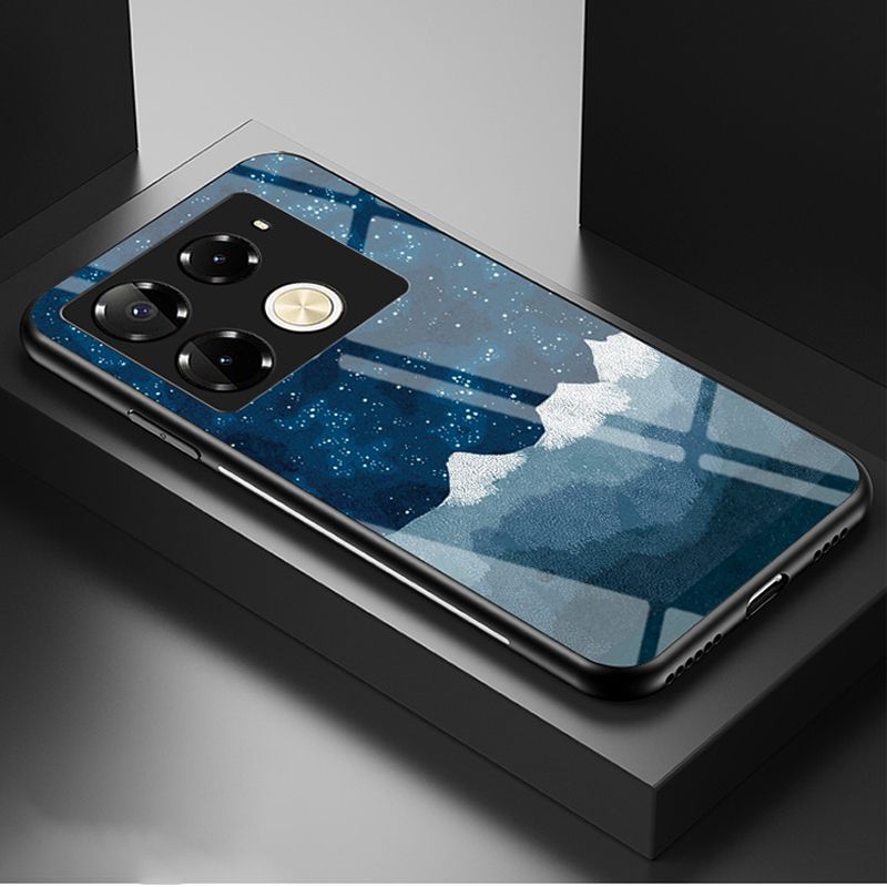 Luxury Gradient Color Casing Cover for Infinix Note 50 Pro 4G,Hot 50 Pro Plus Smart 8 9 HD Hot 50i 30i Itel S25 Ultra Tecno Camon 30S 20 Pro Plus Starry Sky Painting Tempered Glass Back Cover