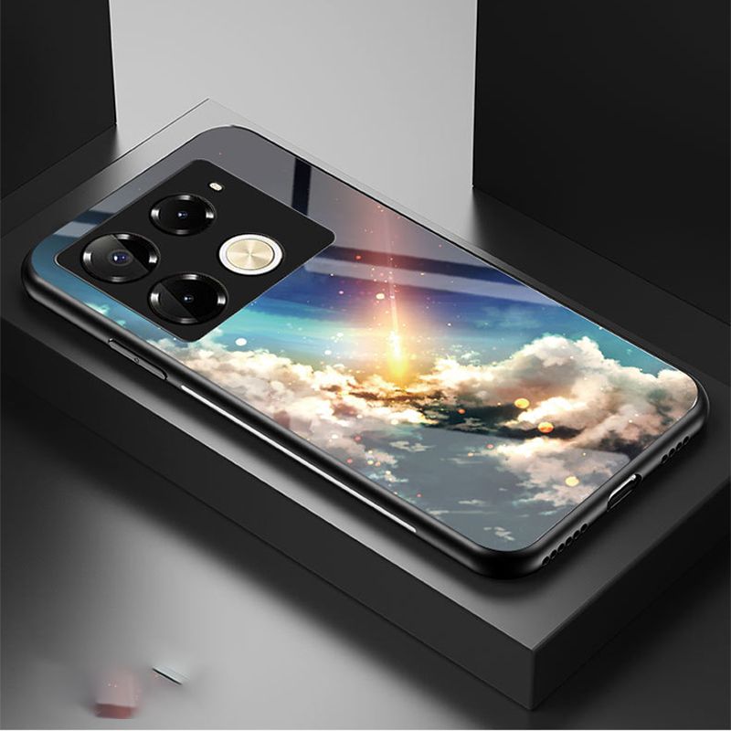 Luxury Gradient Color Casing Cover for Infinix Note 50 Pro 4G,Hot 50 Pro Plus Smart 8 9 HD Hot 50i 30i Itel S25 Ultra Tecno Camon 30S 20 Pro Plus Starry Sky Painting Tempered Glass Back Cover