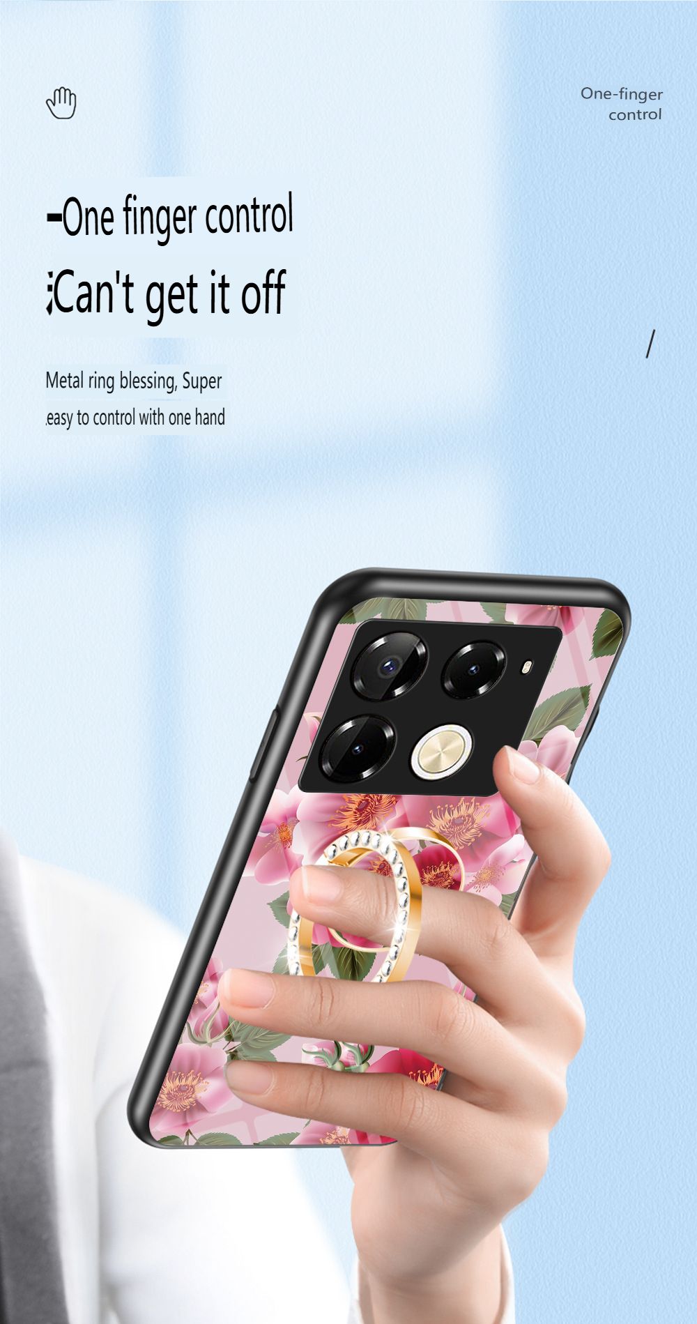 Luxury Casing Cover for Infinix Note 50 Pro 4G,Hot 50 Pro Plus Smart 8 9 Hot 50i 30i Itel S25 Ultra Camon 30S 20 Pro Plus Flower Tempered Glass Back Cover with Ring Holder Stand