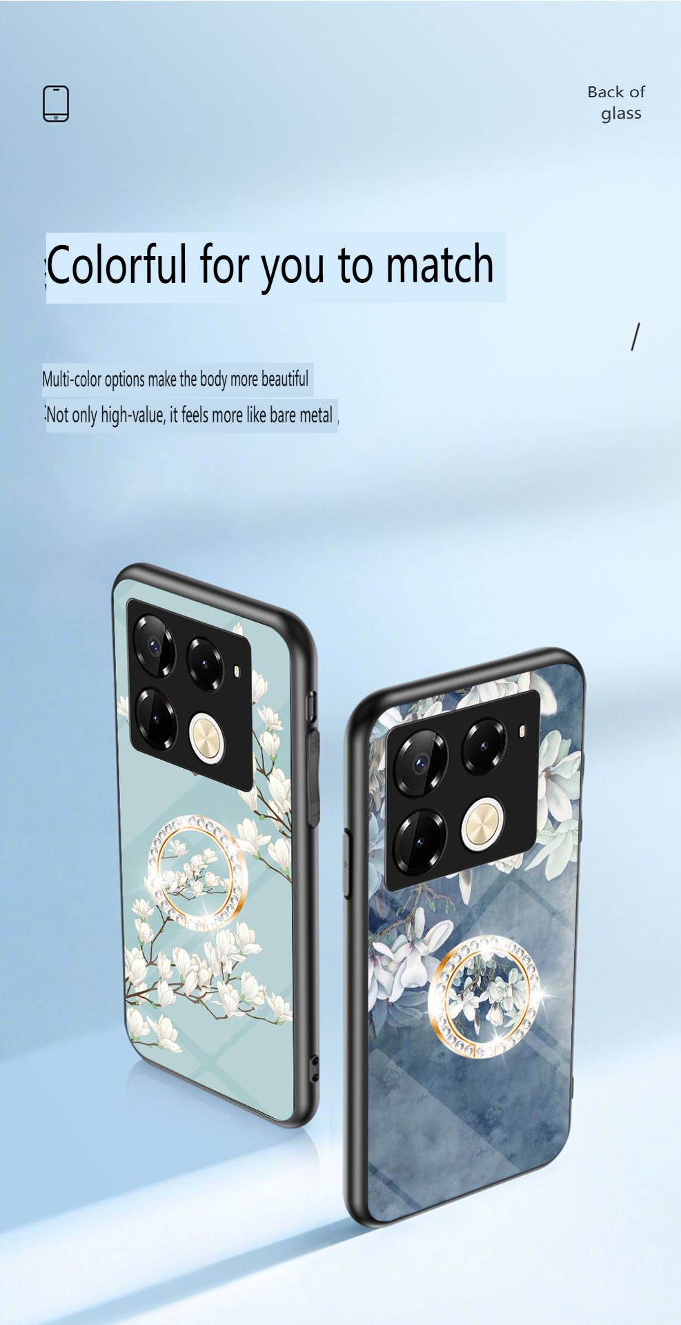 Luxury Casing Cover for Infinix Note 50 Pro 4G,Hot 50 Pro Plus Smart 8 9 Hot 50i 30i Itel S25 Ultra Camon 30S 20 Pro Plus Flower Tempered Glass Back Cover with Ring Holder Stand
