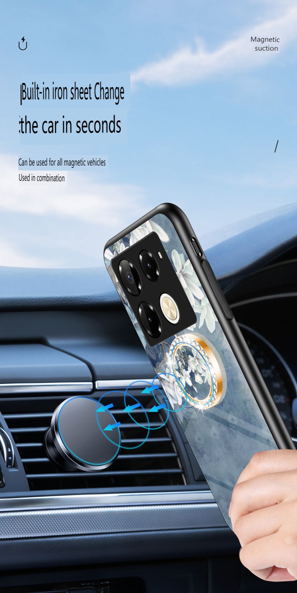 Luxury Casing Cover for Infinix Note 50 Pro 4G,Hot 50 Pro Plus Smart 8 9 Hot 50i 30i Itel S25 Ultra Camon 30S 20 Pro Plus Flower Tempered Glass Back Cover with Ring Holder Stand