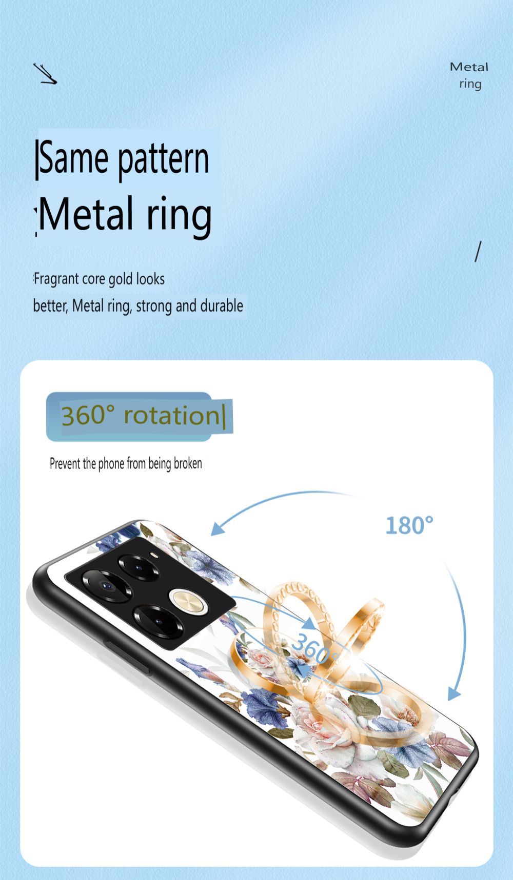 Luxury Casing Cover for Infinix Note 50 Pro 4G,Hot 50 Pro Plus Smart 8 9 Hot 50i 30i Itel S25 Ultra Camon 30S 20 Pro Plus Flower Tempered Glass Back Cover with Ring Holder Stand