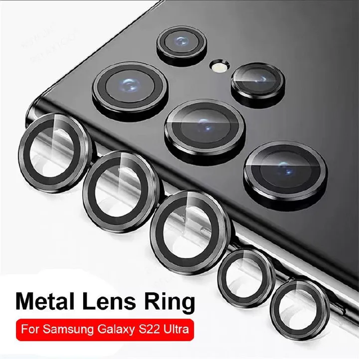 Camera Lens Protective Film for Samsung Galaxy S22 Ultra 5G 6.8-inch, S23 Ultra S22 Plus 9H Tempered Glass Metal Single Ring Cover, Easy to Install Tray, High-definition Transparent