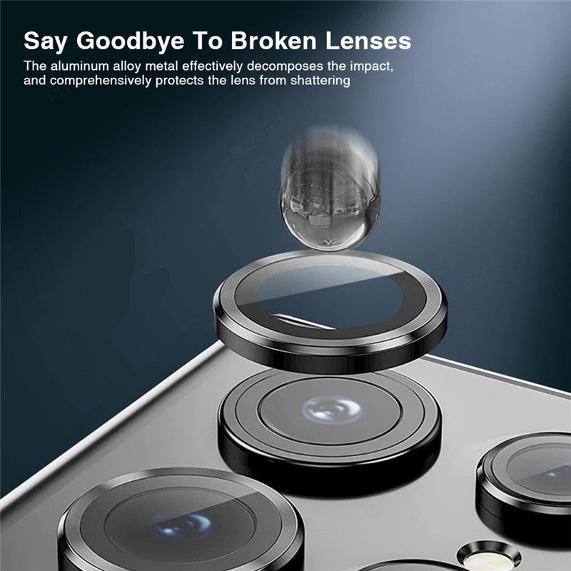 Camera Lens Protective Film for Samsung Galaxy S22 Ultra 5G 6.8-inch, S23 Ultra S22 Plus 9H Tempered Glass Metal Single Ring Cover, Easy to Install Tray, High-definition Transparent